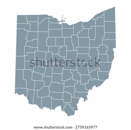 Map of Ohio state with counties borders
