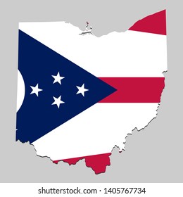 Map of Ohio is a state USA with flag. Vector Illustration