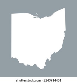 Karte des Ohio-Zustands in weißer Farbe einzeln auf grauem Hintergrund. Vektorgrafik