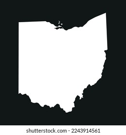Map of the Ohio state in white color isolated on black background. Vector illustration