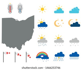 Map of Ohio with weather symbols