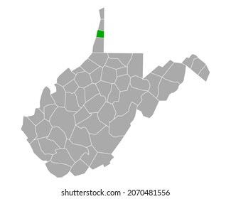 Map of Ohio in West Virginia on white