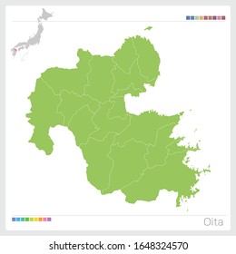 Map of Oita in Japan,Vector illustration. 