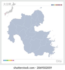 Map of Oita. Map of prefectures in Japan