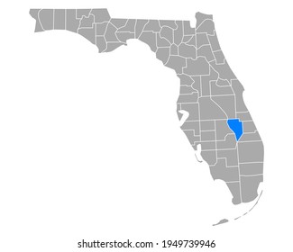 Map of Okeechobee in Florida on white