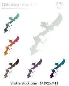 Map of Okinawa Island with beautiful gradients. Attractive set of island maps. Good-looking vector illustration.