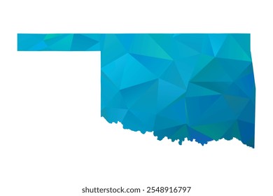 Mapa de Oklahoma - Diseño poligonal azul para su viaje. Ilustración vectorial eps 10.