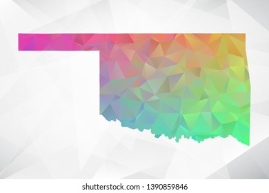 Map of Oklahoma. Colorful Geometric Rumpled Triangular , Polygonal Design For Your . Vector illustration eps 10.