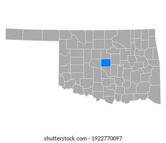 Map of Oklahoma in Oklahoma on white