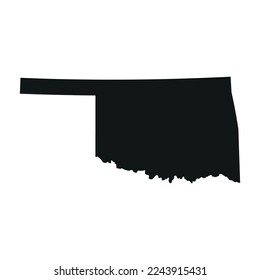 Map of the Oklahoma state in black color isolated on white background. Vector illustration