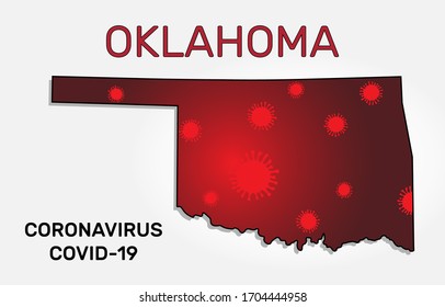 Map of Oklahoma state and coronavirus infection.