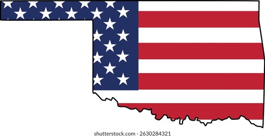 Map of Oklahoma State Design with USA Flag