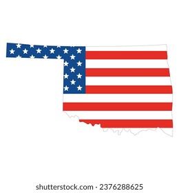 Mapa de Oklahoma con la bandera de EEUU. mapa de EE.UU.