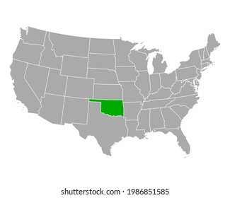Mapa de Oklahoma en EE.UU. en blanco