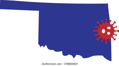 
Map Of Oklahoma USA State With A Coronavirus Graphic Icon (COVID-19). Also Useful For Flu Season