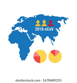 map of old continent with covid 19 information and icons, flat style icon vector illustration design