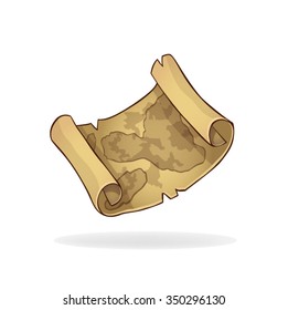 map old vintage scroll parchment illustration vector color White background icon sign