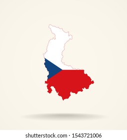Map Olomouc Region (Czech Republic) in Czech Republic flag colors, editable vector. 