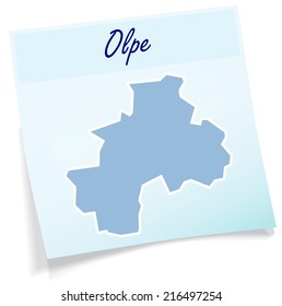 Map of Olpe as sticky note in blue