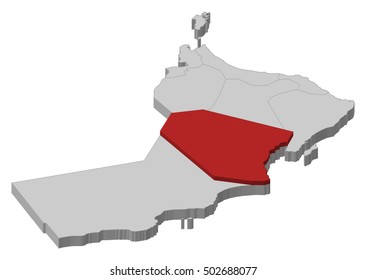 Map - Oman, Al Wusta - 3D-Illustration