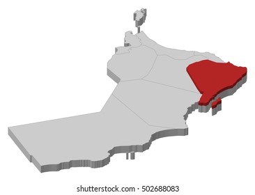 Map - Oman, Ash Sharqiyah - 3D-Illustration