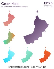 Map of Oman with beautiful gradients. Alluring set of country maps. Fetching vector illustration.