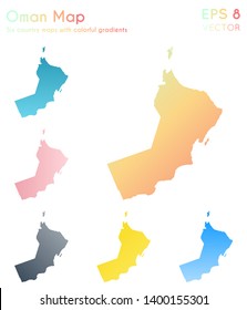 Map of Oman with beautiful gradients. Alluring set of country maps. Fresh vector illustration.