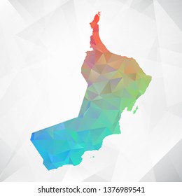 Map of Oman. Colorful Geometric Rumpled Triangular , Polygonal Design For Your . Vector illustration eps 10.