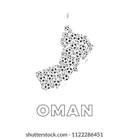 map of oman filled with soccer balls
