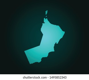 Map of Oman green vector isolated on dark background. High detailed green vector map, Oman symbol for your web site design map - Vector illustration eps 10.