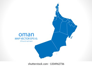 Map of oman - High detailed blue map on white background. Abstract design vector illustration