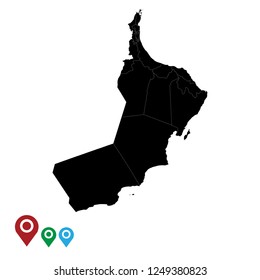 Map of Oman, High Detailed Map of Oman isolated on white background.Vector illustration eps 10