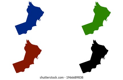map of Oman in middle east silhouette design on white background