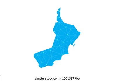 Map of Oman from Polygonal wire frame low poly mesh,Oman map Vector Illustration EPS10.