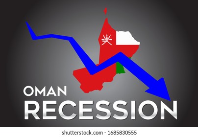 Map of Oman Recession Economic Crisis Creative Concept with Economic Crash Arrow Vector Illustration Design.