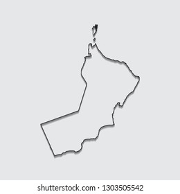 Map of Oman with shadow on gray background.eps10