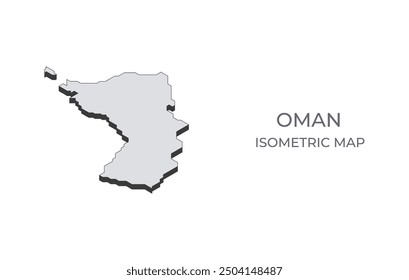 Map of the Oman in simple isometric form. Illustration of isometric map of the country.