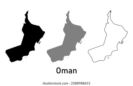 Map of oman. map in various style outline, black, and gray