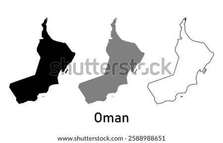 Map of oman. map in various style outline, black, and gray