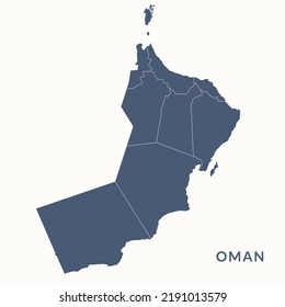 Map of Oman. Oman map vector illustration.