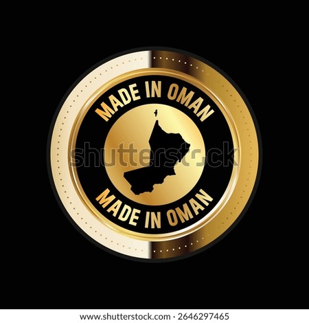 Map of Oman. Vector illustration. Logo, Icon, and Symbol. Oman map gold seal. 