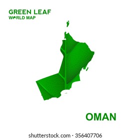 Map Of Oman,Nature green leaf, vector illustration