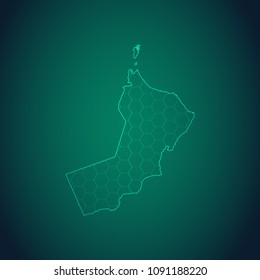 Map of Oman-Wire frame 3D mesh polygonal network line, design sphere, dot and structure. Vector illustration eps 10.