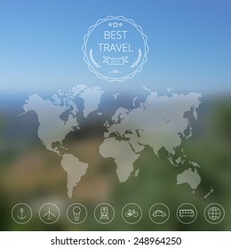 Map on blurred background. Blurred vector natural background. Web, mobile interface template. Corporate website design or background.
