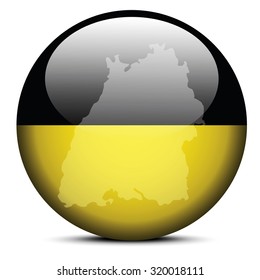 Map on flag button of Baden-Wurttemberg, Germany
