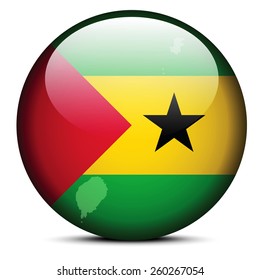 Map on flag button of Democratic Republic of Sao Tome and Principe