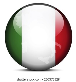 Map on flag button of Italian Republic, Italy