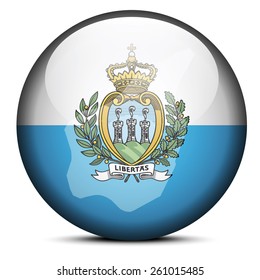 Map on flag button of Republic San Marino