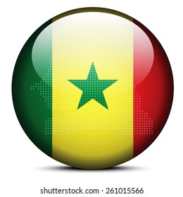 Map on flag button of Republic Senegal