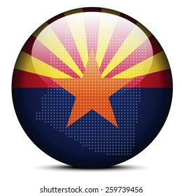 Map on flag button of USA Arizona State